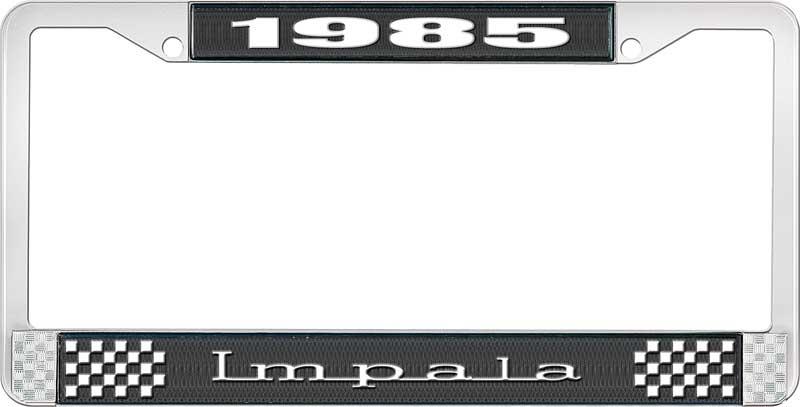 nummerplåtshållare, 1985 IMPALA svart/krom, med vit text
