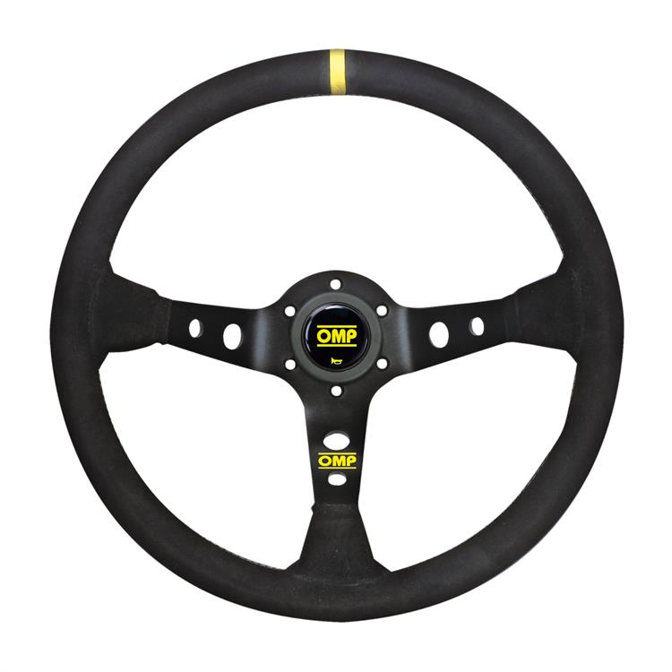 DISHED STEERING WHEEL CORSICA 330, IN SUEDE LEATHER WITH ANODIZED SPOKES