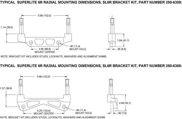 Caliper Mounting Kits w / Bracket-sl6r-5.25" Mount"