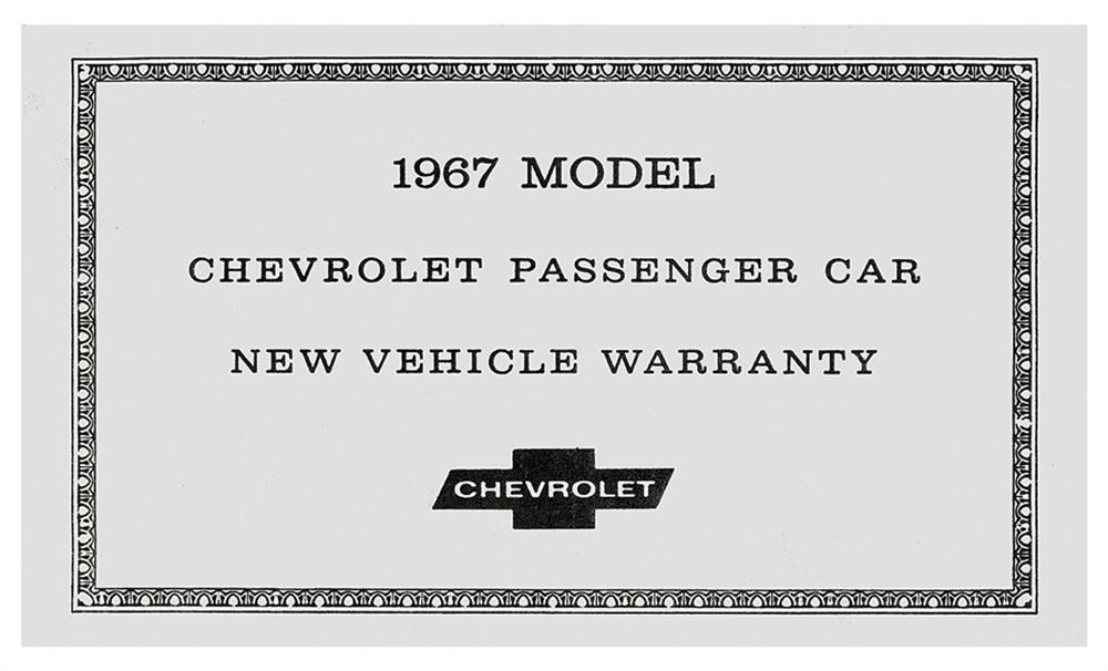 Warranty Certificate, 1967 Chevrolet