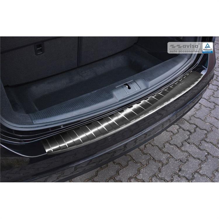 Zwart RVS Achterbumperprotector passend voor Seat Alhambra & Volkswagen Sharan II 2010- 'Ribs'