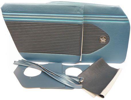 1961 BEL AIR 4 DOOR HARDTOP MEDIUM / DARK BLUE VINYL PRE-ASSEMBLED FRONT & REAR SIDE PANEL SET