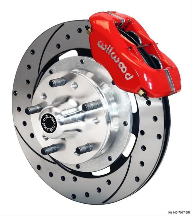 Disc Brakes, Forged Dynalite Big Brake, Front Hub, Rotors, 4-piston Calipers, Red, Chevy, Kit