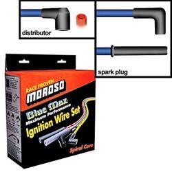 Spark Plug Wires, with Looms, Blue Max Spiral Core, 8mm, Blue, 180/90 Degree Boots, Chrysler, 361-440,