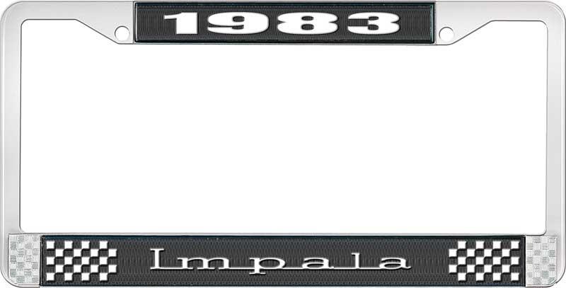 nummerplåtshållare, 1983 IMPALA svart/krom, med vit text