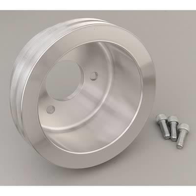 Crankshaft Pulley, V-Belt, 2-Groove, 7 in., Aluminum, Clear Powdercoated, Chevy, Big Block, Long Pump