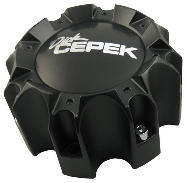 Wheel Center Caps, Closed, Screw-on, Plastic, Black, Dick Cepek Silver Emblem, 6.700 in. Diameter, 8 x 6.5 in./8 x 170mm Bolt Circle, Each