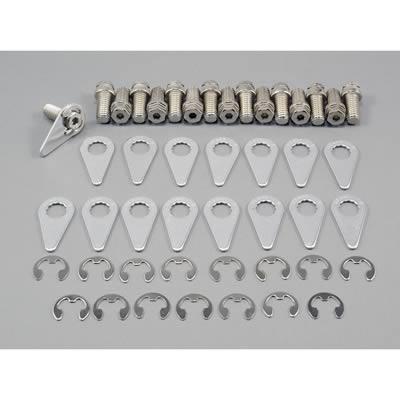 Header Fasteners, Bolts, Locking, Double Hex Head, Steel, Nickel Plated, Chevy, Ford, Chrysler, V8, Set of 16