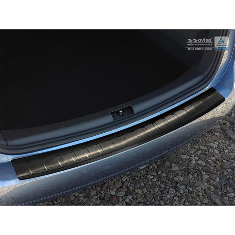 Black Stainless Steel Rear bumper protector suitable for Volkswagen Touran II 2010-2015 'Ribs'