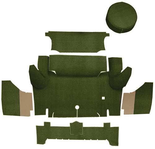 1965-66 Mustang Coupe Nylon Loop Trunk Carpet Set with Boards - Green