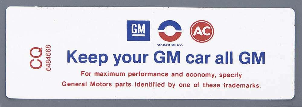 70 KEEP YOUR GM ALL GM DECAL
