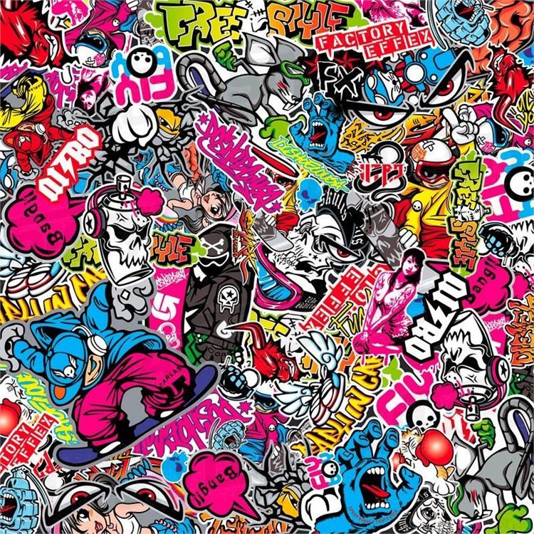 Stickerbomb Folie - Graffiti design 1 - Rol 60x200cm - zelfklevend