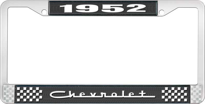 1952 CHEVROLET BLACK AND CHROME LICENSE PLATE FRAME WITH WHITE LETTERING