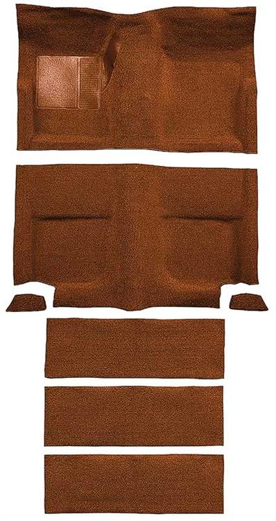 1965-68 Mustang Fastback Nylon Loop Floor Carpet with Fold Downs - Saddle
