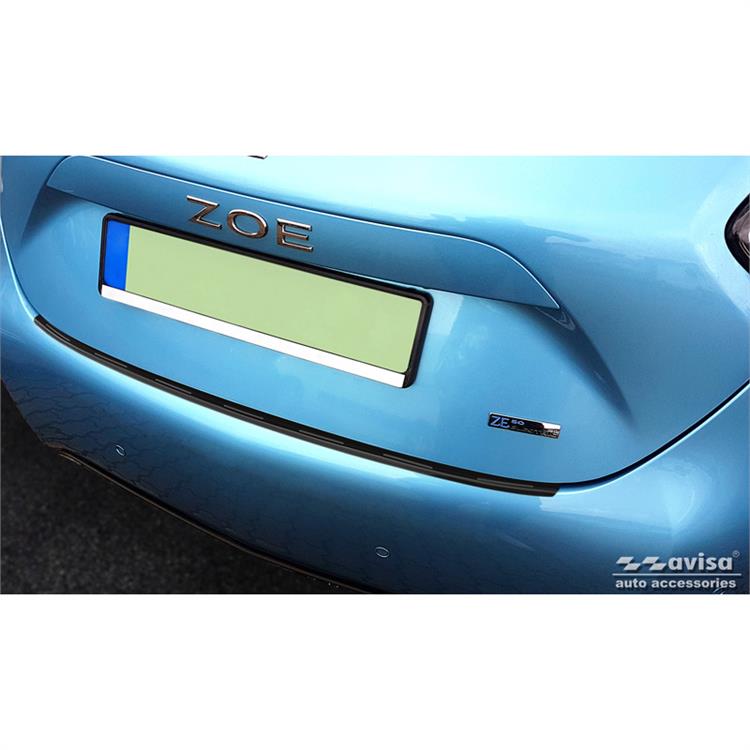 Black Stainless Steel Rear bumper protector suitable for Renault Zoe II 2019- 'Ribs'
