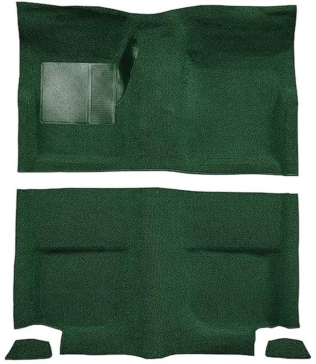 1965-68 Mustang Fastback Passenger Area Nylon Loop Floor Carpet without Fold Downs - Green