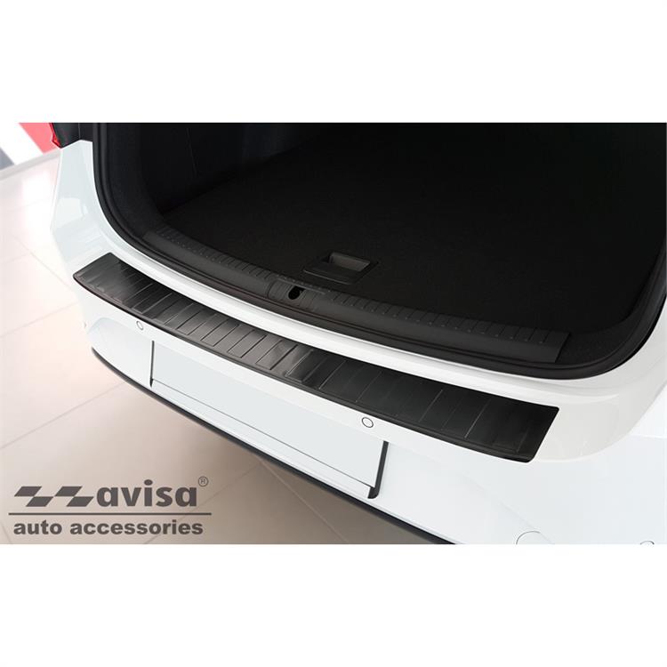 Zwart RVS Achterbumperprotector passend voor Seat Leon Sportstourer incl. FR / Cupra Leon Sportstourer 2020-2024 & FL 2024- 'Ribs'