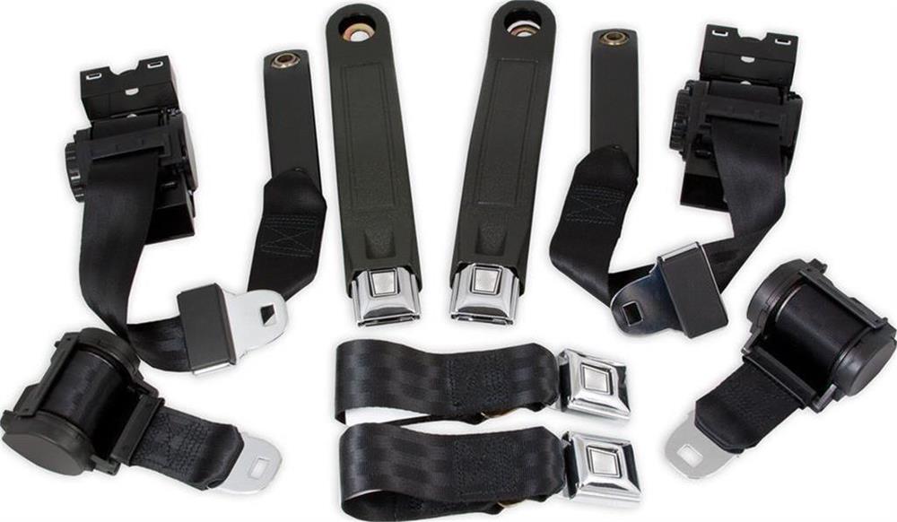 Seat Belt System, Retractable, Black, Front and Rear