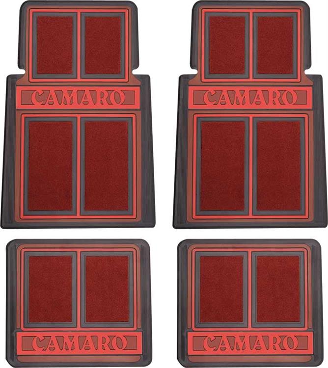 1967-1992 Camaro; Carpeted Floor Mat Set; Red / Black ; 4 Piece Set