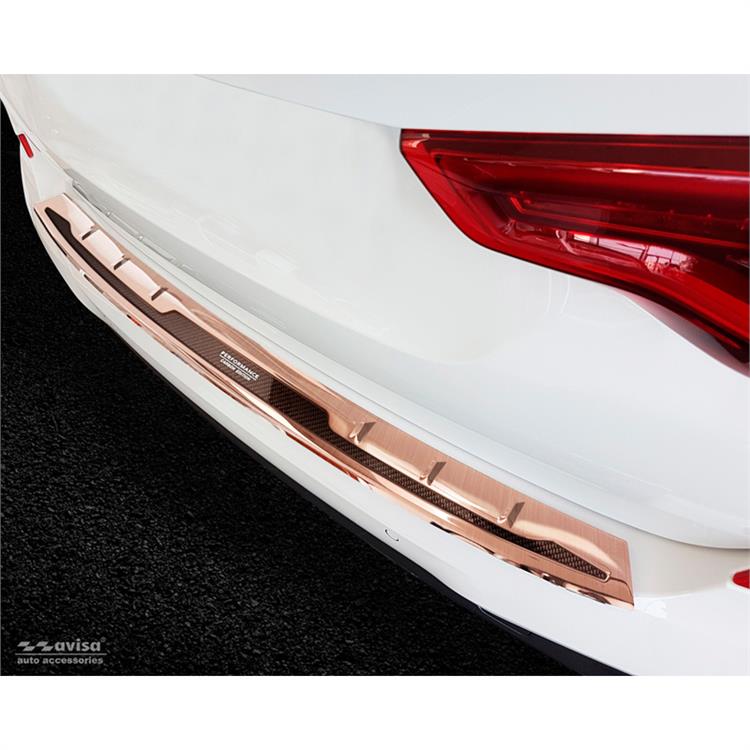 Stainless Steel Rear bumper protector 'Deluxe' suitable for BMW X3 G01 M-Package 2017- 'Performance' Copper 'Brushed Mirror'/Copper Carbon