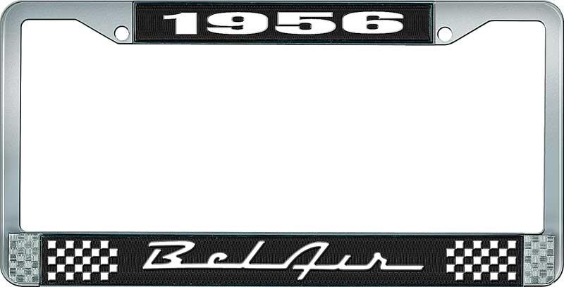 nummerplåtshållare, 1956 BEL AIR svart/krom, med vit text