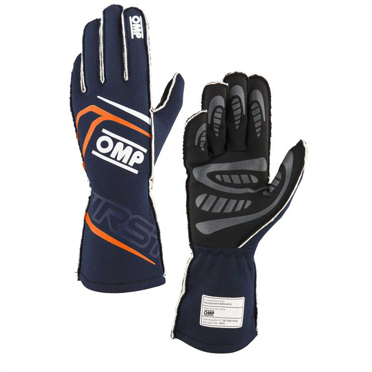 FIRST GLOVES FIA 8856-2018 MY2025 NAVY BLUE / FLUO ORANGE SZ. L