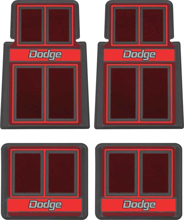 1960-1976 Dodge; Molded Carpet Floor Mat Set; Red ; 4 Piece Set