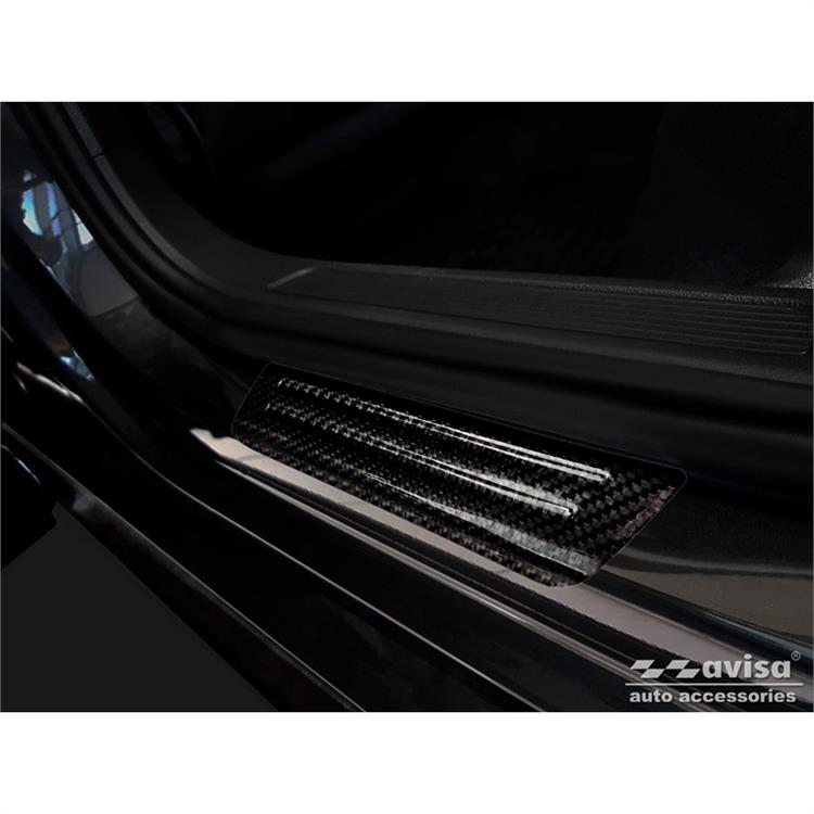 3D Black Carbon Door sill protectors suitable Volkswagen Tiguan II 2016-/Arteon 2017-/Passat Sedan&Variant 2014-/Golf Sportsvan 2014- incl. Facelifts - 2-Pieces - (rear doors)