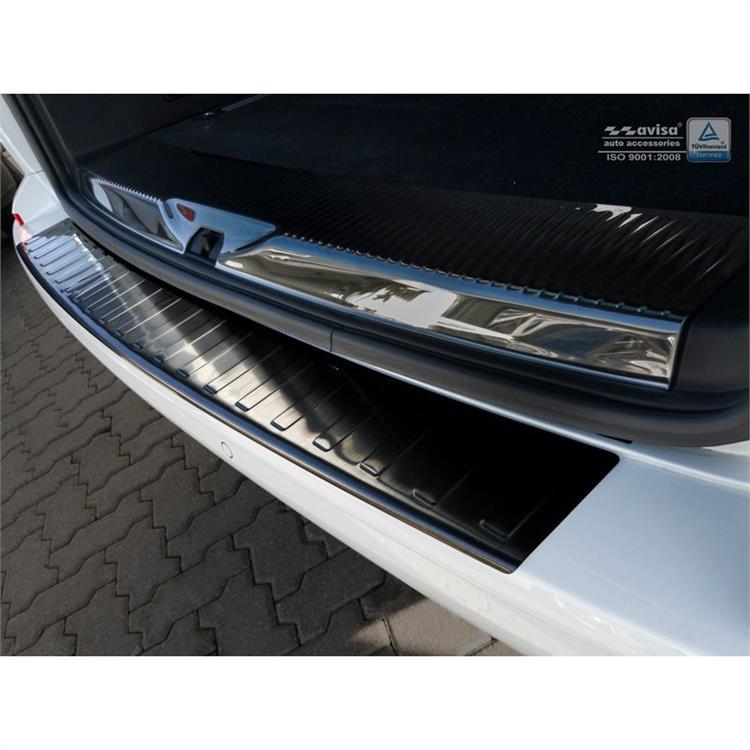 Zwart RVS Achterbumperprotector passend voor Volkswagen Transporter T6 2015-2019 & FL 2019-2020 & T6.1 2020-2022 (met achterklep) 'Ribs'