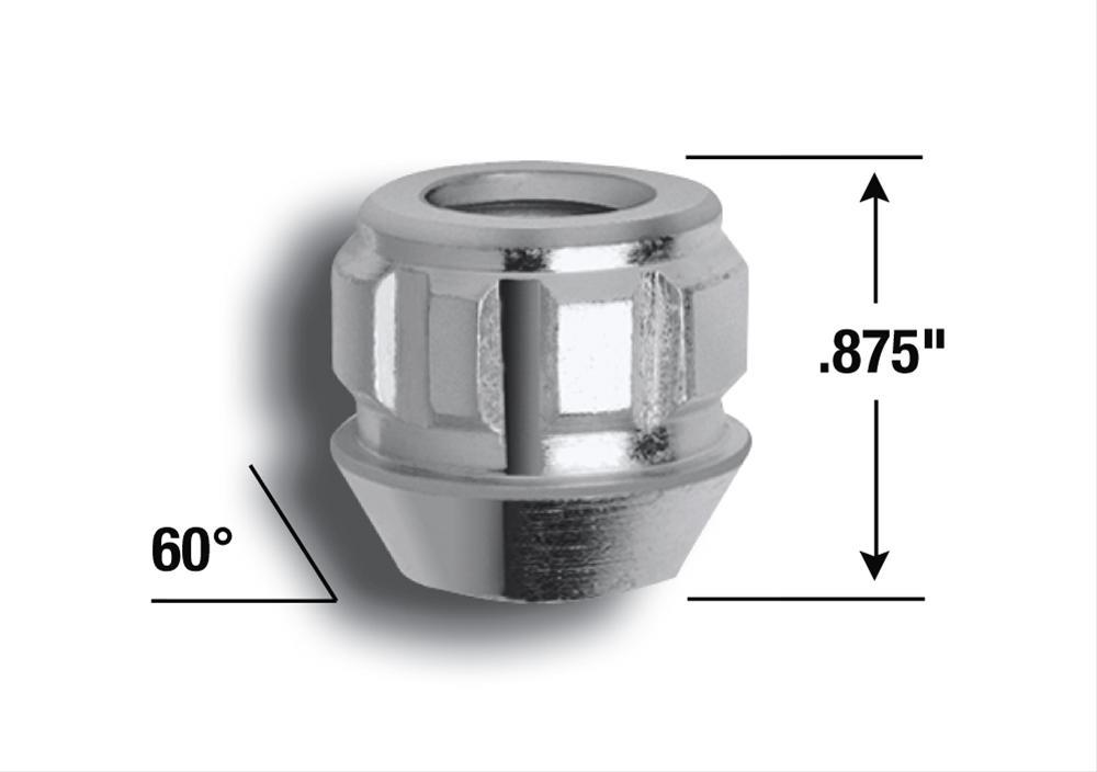 lug nut, 1/2-20", Yes end, 22,2 mm long, conical 60°