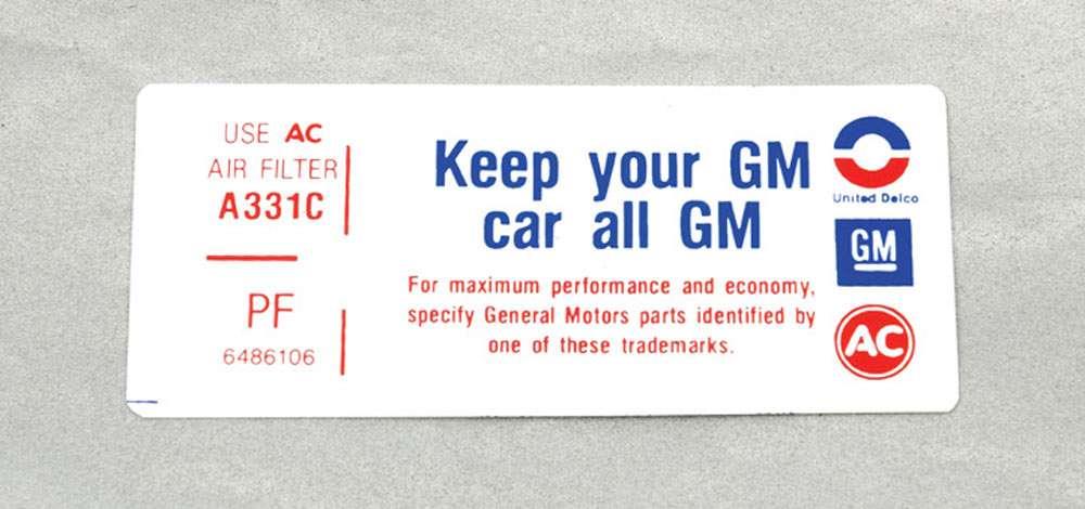 dekal luftrenare "keeep your GM car all GM