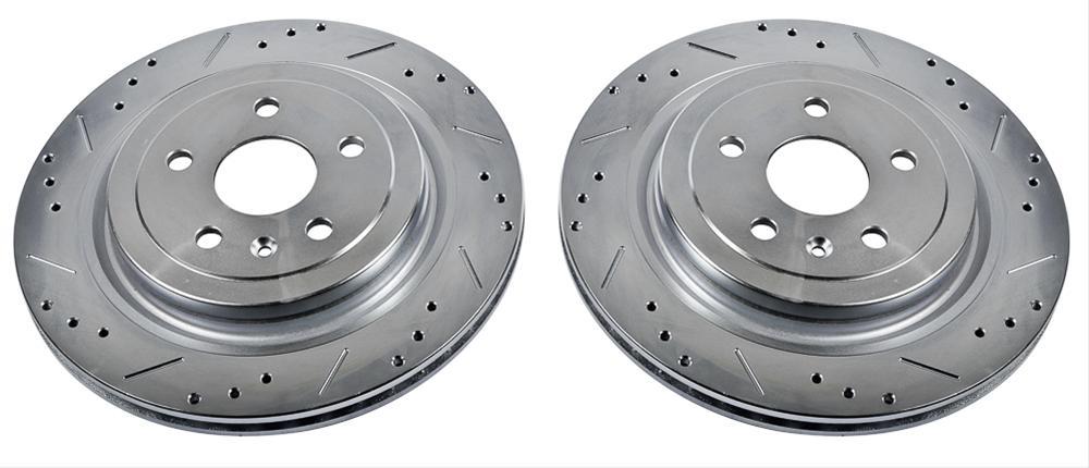 Brake Rotor, Zinc Plated, Drilled and Slotted Surface, Cadillac, Rear, Pair