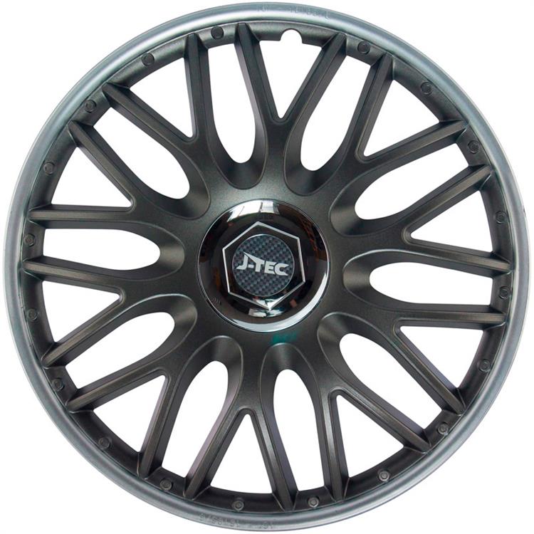 Set J-Tec wheel covers Orden SR 13-inch grey/silver + chrome ring