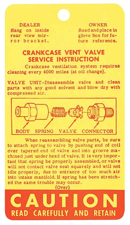 Tag, 1964-65 Chevelle/El Camino, Crankcase Vent