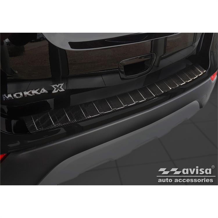 Real 3D Carbon Rear bumper protector suitable for Opel Mokka X Facelift 2016-2020 'Ribs'