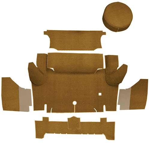 1965-66 Mustang Coupe Nylon Loop Trunk Carpet Set with Boards - Saddle