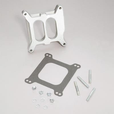 Carburetor Spacer, Aluminum, 1" Thick, Divided-Wall, Square Bore