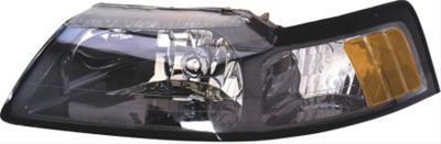 Headlight Assemblies, Diamond Cut, Amber Lens, Black Housing