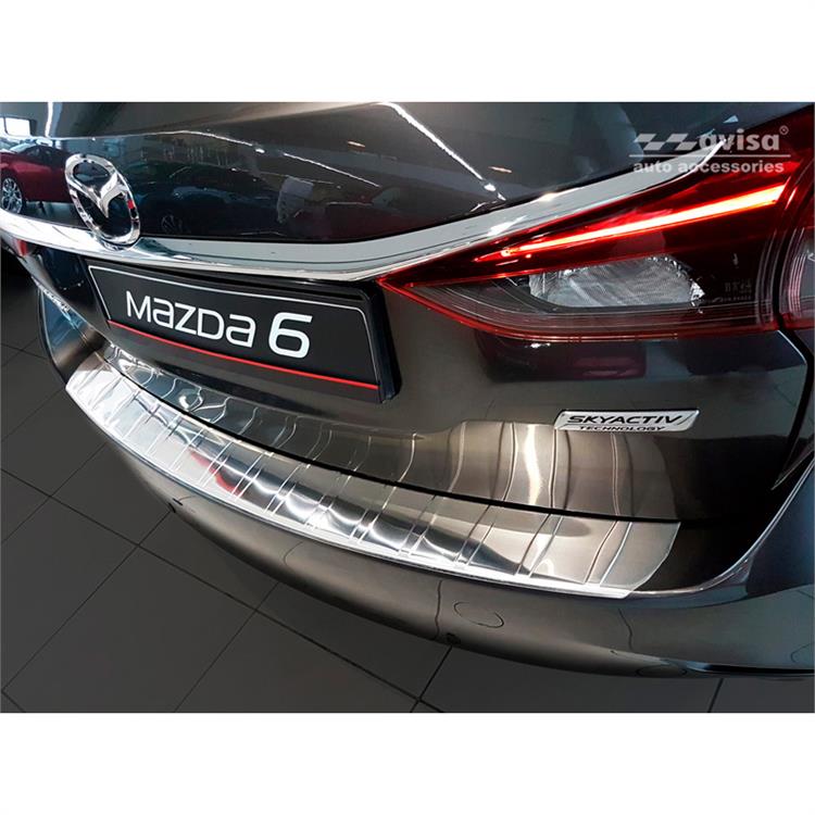 Stainless Steel Rear bumper protector suitable for Mazda 6 III GJ combi 2012- 'Ribs' (Long Version)