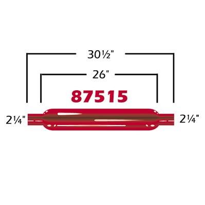 muffler, 2,25" in / 2,25" out, round