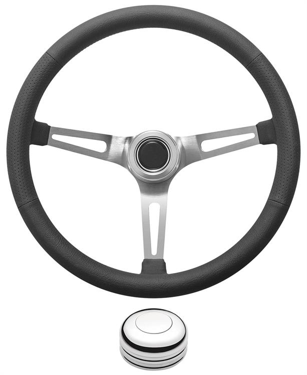 Steering Wheel Kit, 1959-68 GM, Retro w/Slots, Plain Cap, Polished