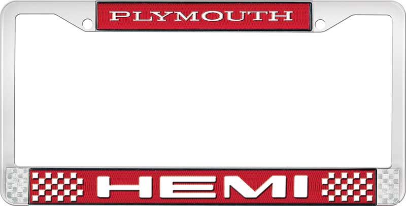 PLYMOUTH HEMI LICENSE PLATE FRAME - RED