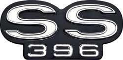 Emblem, Tail Panel, Black/White, SS 396 Logo, Chevy, Each