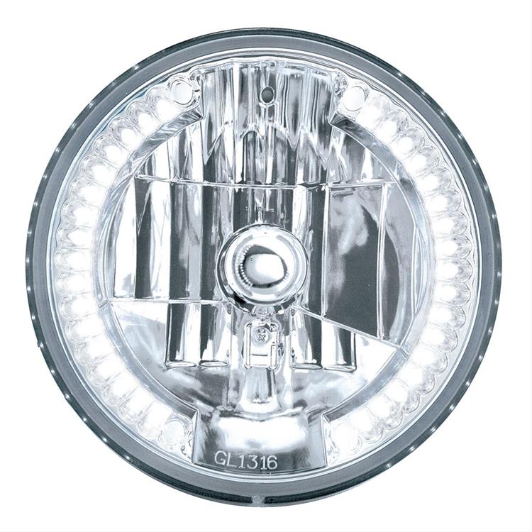Headlight Conversion, 7 in. Diameter, Crystal Headlight, 34 LED White Auxiliary lights, Each
