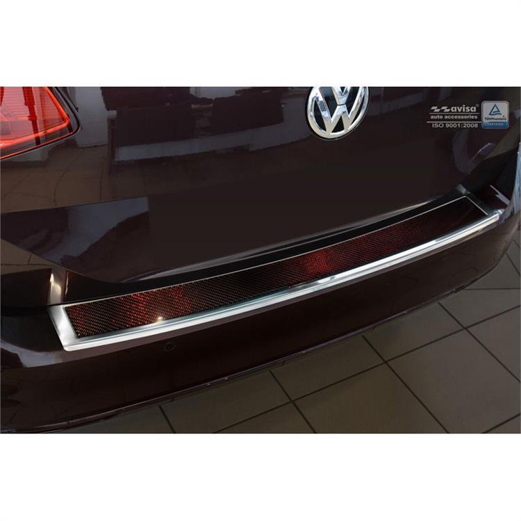 RVS Achterbumperprotector 'Deluxe' Volkswagen Passat 3G Variant 2014- Chroom/Rood-Zwart Carbon