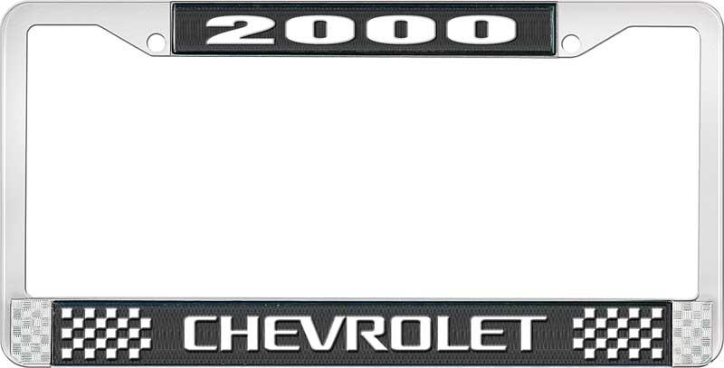 nummerplåtshållare, 2000 CHEVROLET, svart/krom, med vit text