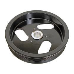 Power Steering Pulley, Serpentine, 6-groove, 0.750 in. Bore, Billet Aluminum, Black Powdercoat