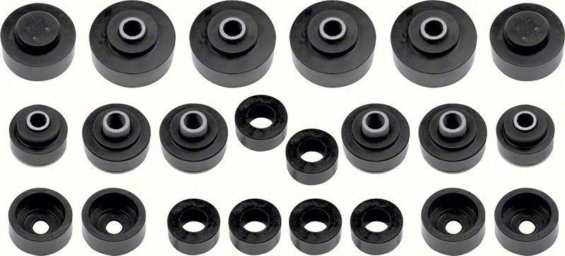 Body Mount Bushings, Rubber, Black, Chevy, Set