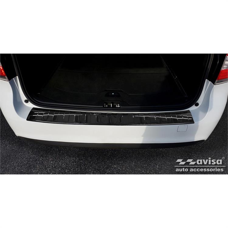 Zwart-Chroom RVS Achterbumperprotector passend voor Volvo V70 Facelift 2013-2016 'Ribs'