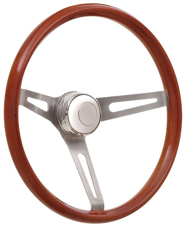 Steering Wheel Kit, 59-68 GM, Retro Wood, Tall Cap, Plain, Polished